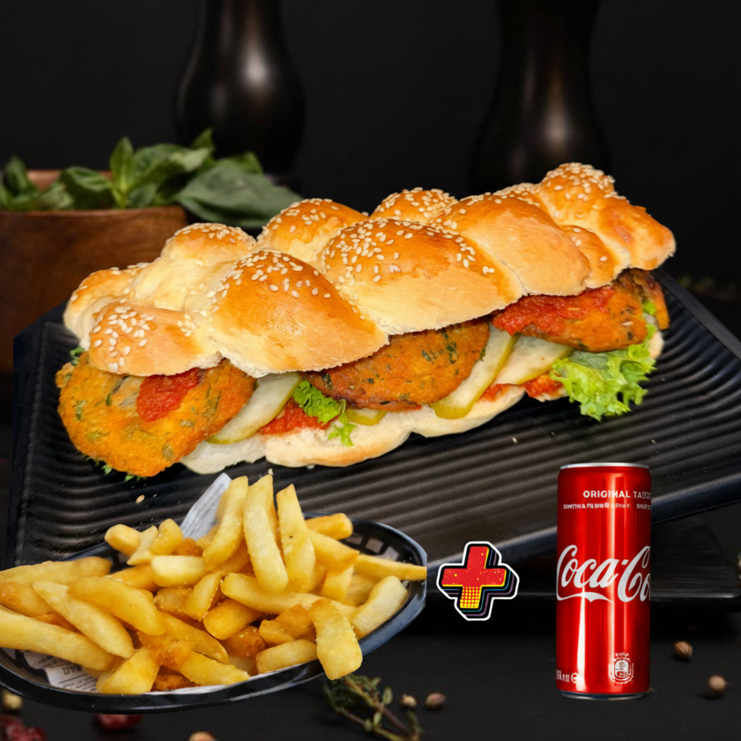 Vegetable Patties Challah Combo